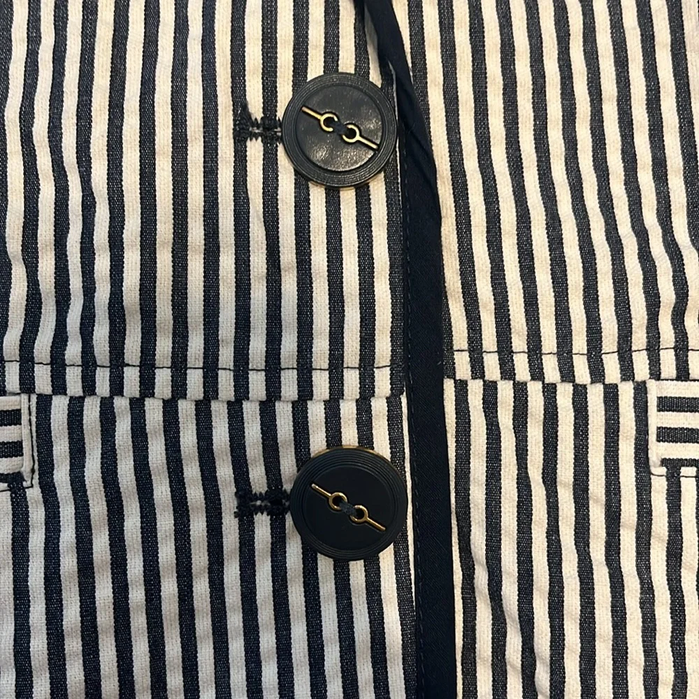 Sandro seersucker navy white stripe blazer - Picture 3 of 13